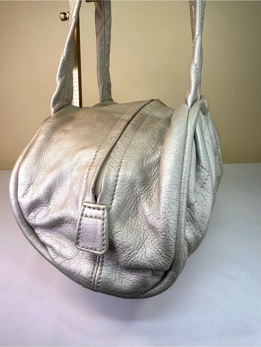 CHANEL Le Marais Quilted Metallic Champagne Leather #10 2005-6 France COA - Picture 6 of 15